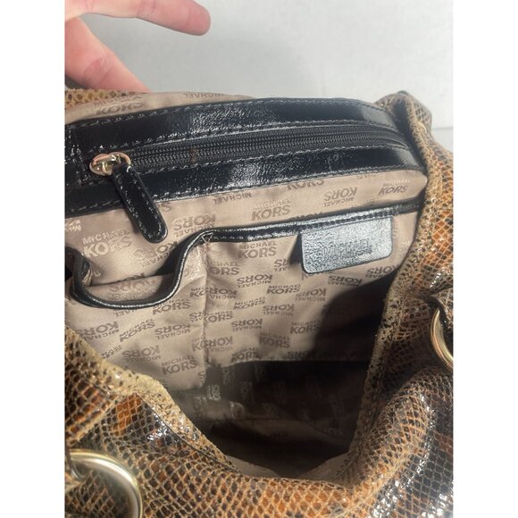 Michael Kors B-0907 Python Emboss Leather Satchel - Picture 5 of 8